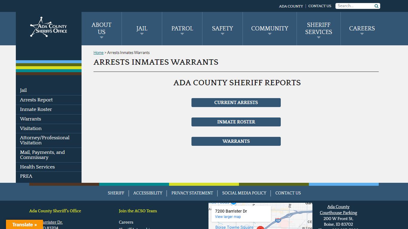 Arrests Inmates Warrants - Ada County